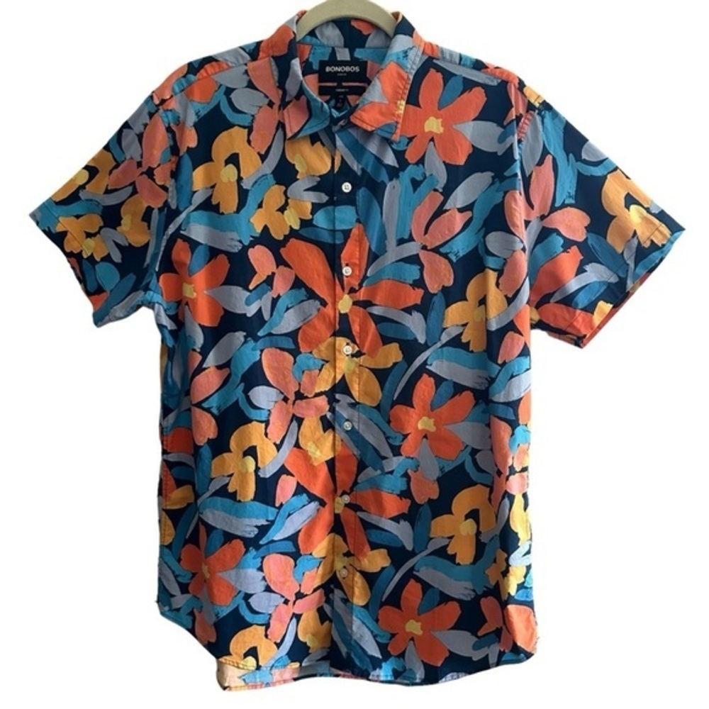 BONOBOS TROPICAL FLORAL STRETCH RIVERA SHIRT SIZE LARGE LONG